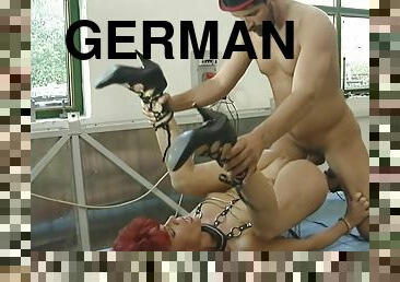 anal-sex, deutsch, blondine, ficken, automat, chained, leder