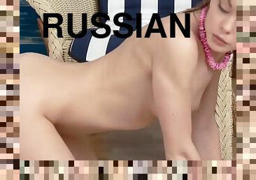Shy Russian gorgeous schoolgirl after classes in high heel