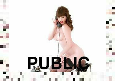 brunette flashing her naked body in public
