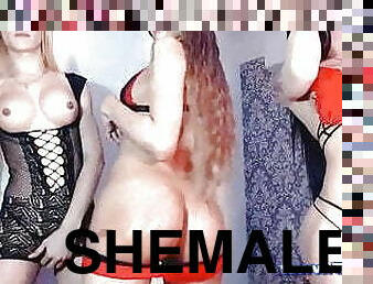 Three Gorgeous Shemales Dancing While Naked