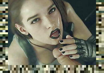 Jill Valentine Sloppy Blowjob With Black Lipstick