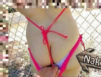 Public Bikini Pantsing Challenge (EXHIBITIONISM)