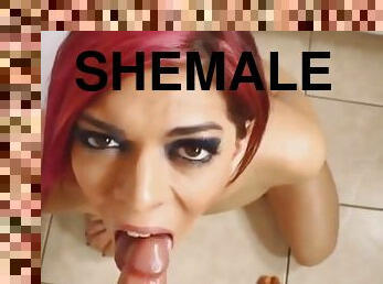 Shemale and Shemale cum in mouth