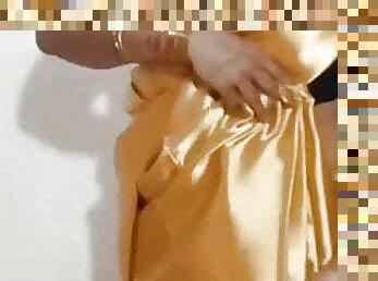 SATIN SILK SAREE AUNTY