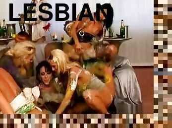 Wet wet crack feast at an extravagant lesbian sex party