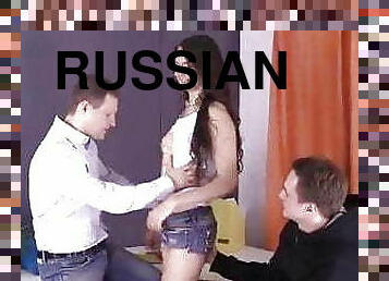 Russian MILF in a Threesome FMM