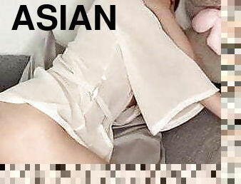 Young Asian in erotic chat: pov and vibrator in the vagina