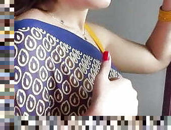 sexy Indian Aunty Sexy Yellow Sleeveless Saree