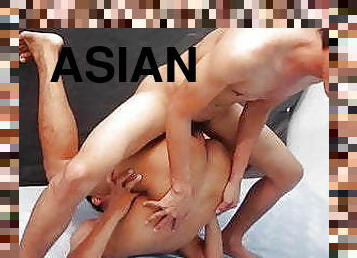 azijski, kupanje, amaterski, homo, pod-tušem, twink
