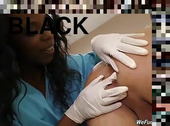 Black nurse sarah banks checks dudes prostate and ends up getting ass fucked