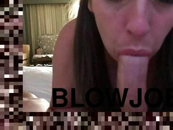 amatør, blowjob, milf, deepthroat, par, svelging, pov, cum, blond, petite