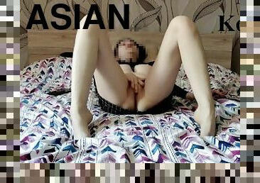 asiático, masturbación, orgasmo, colegiala-schoolgirl, amateur, babes, adolescente, pies, universidad, a-solas