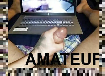 amador, pénis-grande, gay, punheta, pés, sozinho, tatuagem, pénis