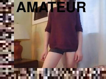 amatør, homofil, stripping, søt, rumpe-butt, alene, twink