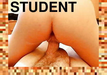 Student in pantyhose rides my raging pecker