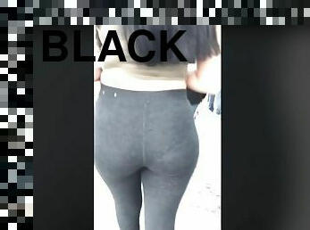 Thick ass Latina black leggins on street