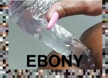Ebony TS Fucks Tight Ass Hole With Dildo