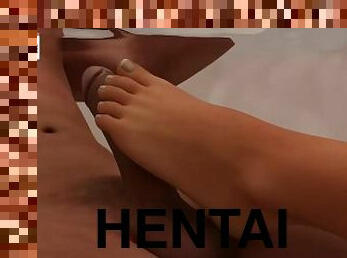 bading, hentai, 3d, footjob