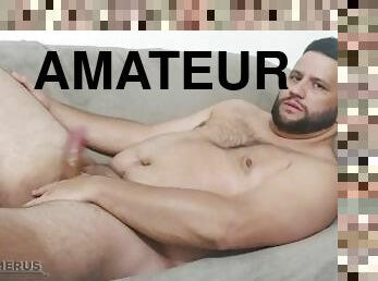 amateur, ejaculation-sur-le-corps, gay, branlette, joufflue, solo, réalité, ours