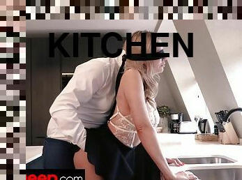 Ariana Bright In Lingerie Model Gets Fucked In The Ass In The Kitchen