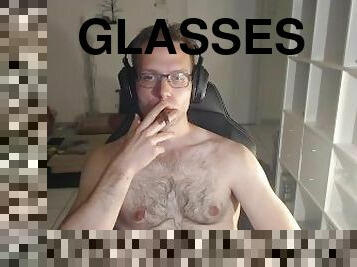 glasögon, hårig, masturbation, amatör, avrunkning, sprut, webbkamera, fetisch, ensam, muskulös