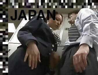 asiatisk, masturbation, japansk, vacker, flygvärdinna