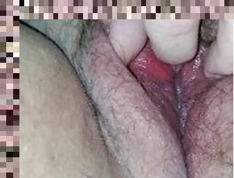 klitoris, hårete, onani, orgasme, pussy, amatør, milf, par, fingret, cum