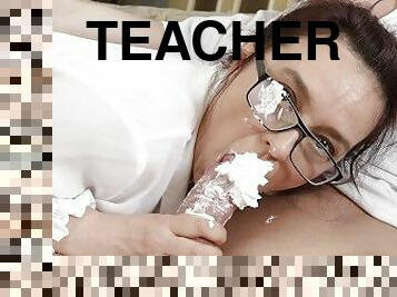 TUTOR4K. Nerdy chemistry teacher dragged into sex with angry student