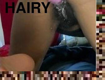 Aura Beauty Hairy pussy squirt cream all over the Dildo
