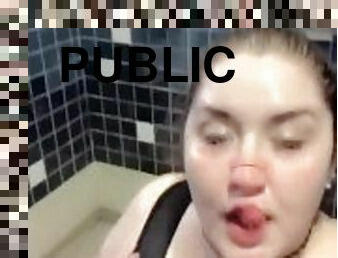 Public shower piss almost got caught