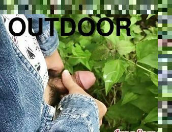 Outdoor and Nature Jerk Off By Hot Asian Trans Girl With Massive Dick and Splashing Cum At The End