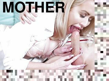 The Blonde Mother Lifted Her Legs Up And Let The Hard Cock Of Her Youn