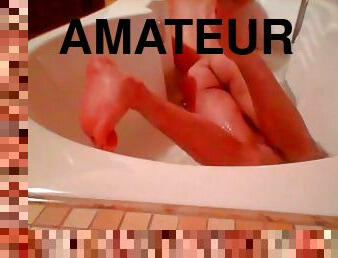 Bath hot masturbation and sucking dildo