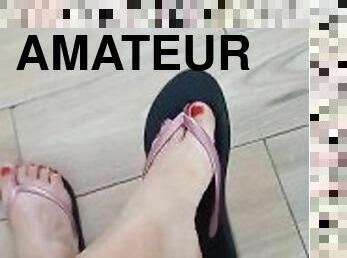 Small soft latina feet dangle flip flop 1