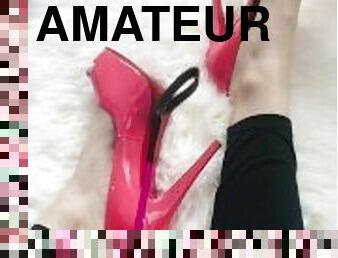Waiting for someone to play with - Hot Pink Louboutin Prive High Heels