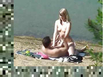 Hot couple fucks on the beach