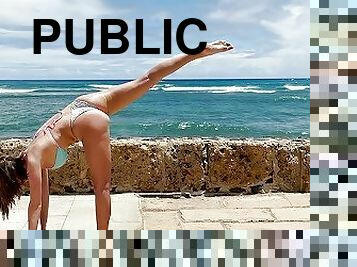 public ocean front yoga flow - yoga with grey