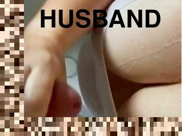 BBW loves tugging husbands MASSIVE COCK and getting HOT CUM all over TITS