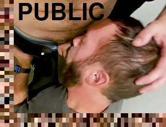 Risky public blowjob in the toilet of Amsterdam Airport Schiphol