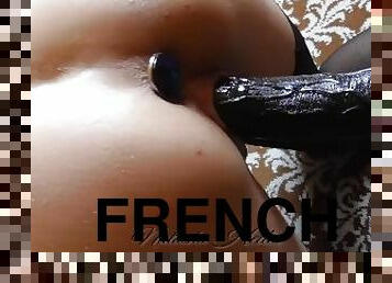 Slut French maid gets fucked with a big black Dildo