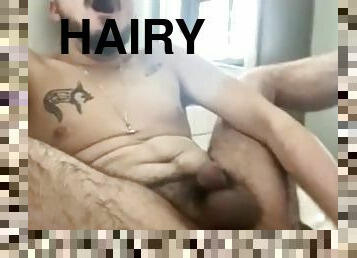 Hairy Latino fucks his ass with dildo