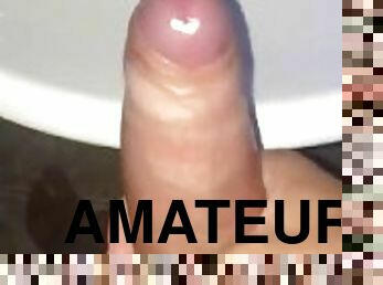 (POV) Real Young Thick Cock Amateur Stud Masturbation With Strong Orgasm and Huge Load In Bathroom