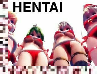 lielās-krūtis, māte, japāņu, anime, hentai, dejo, ziemassvētki