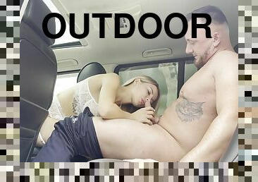 Hard Fuck In The Car Outdoors