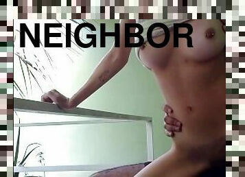 RISKY FUCK AT NEIGHBOR'S BALCONY - OUTDOOR SEXY