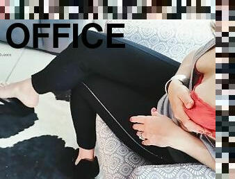 Office sex with my hot secretary in tight leggings, lingerie and high heels