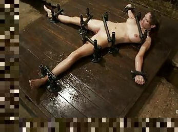 Bondage device pins chick down