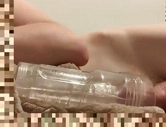 Cumming in my new clear fleshlight after 5 days of not masturbating. I came so much lol.