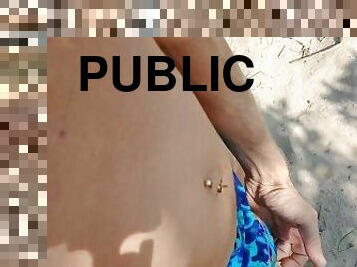 on a public beach jerking off my dick in anticipation of sex