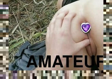 doggy-style, utomhus, strumpbyxor, publik, amatör, anal, avsugning, cumshot, deepthroat, ansiktssprut